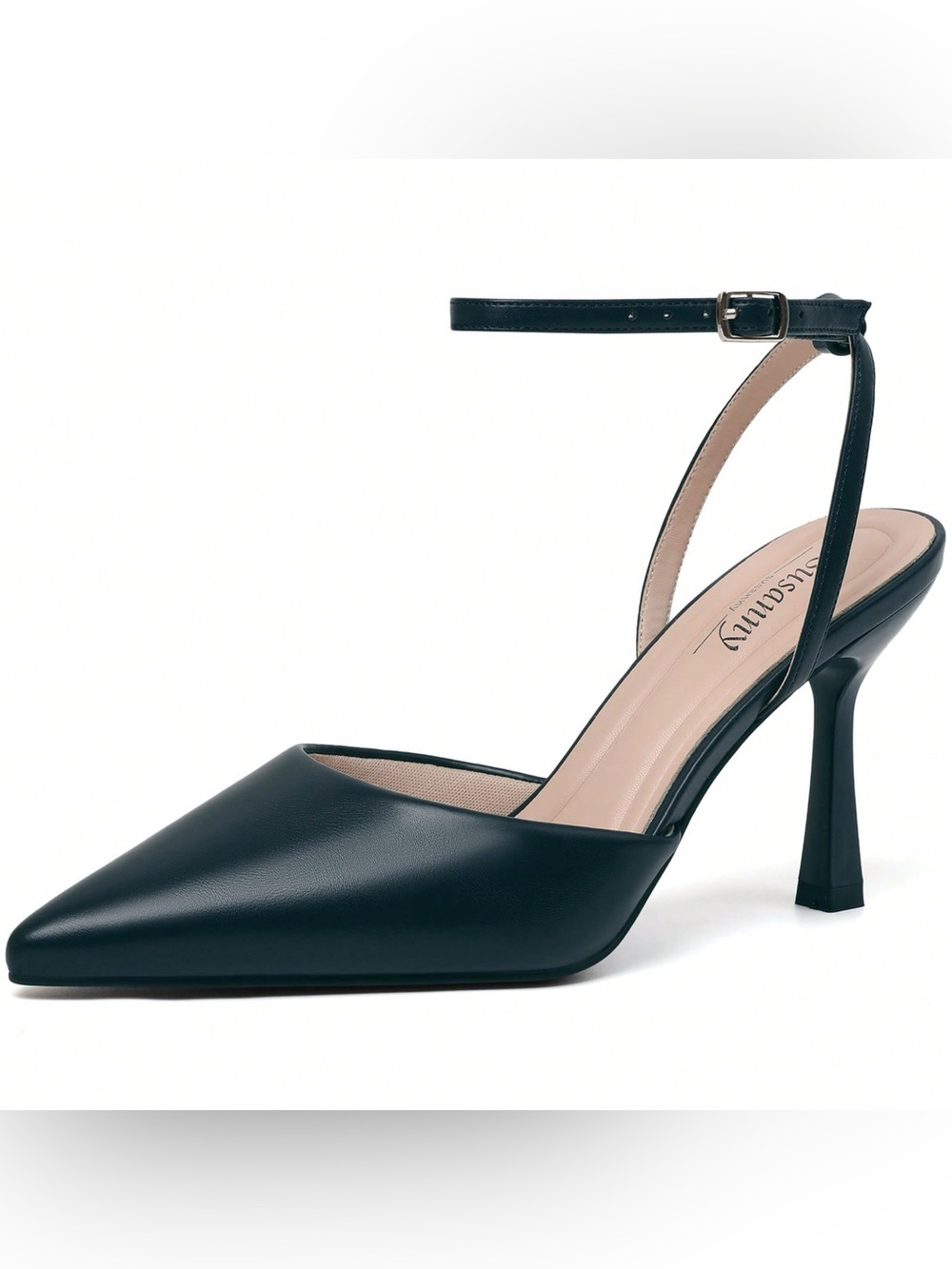 Susanny Black Pointed Ankle-Strap Stiletto Pumps NWT